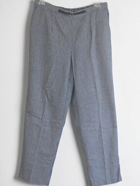 Alfred Dunner Navy & White Pinstripe Straight Leg Pants